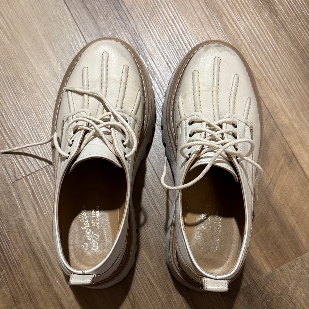Seychelles Platform Oxfords Derby Lace Up Cream Leather